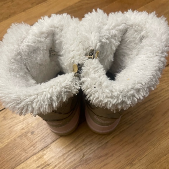 Pink and Tan Winter Boots with Faux Fur - Picture 3 of 8